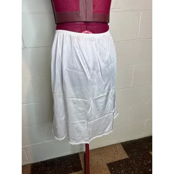 warner half slip skirt white knee length size large - Picture 4 of 8